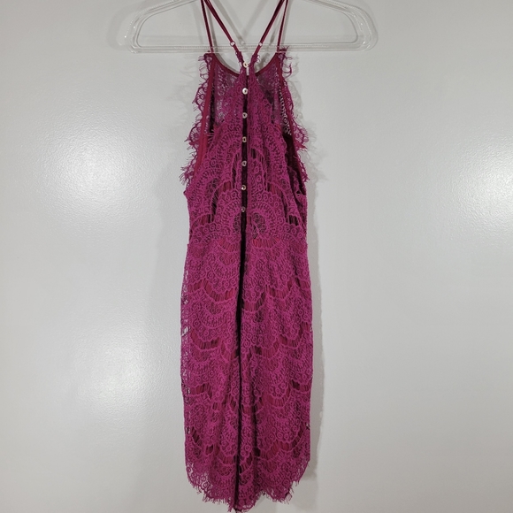 INTIMATELY FREE PEOPLE magenta lace racerback delicate bodycon dress - Picture 11 of 14
